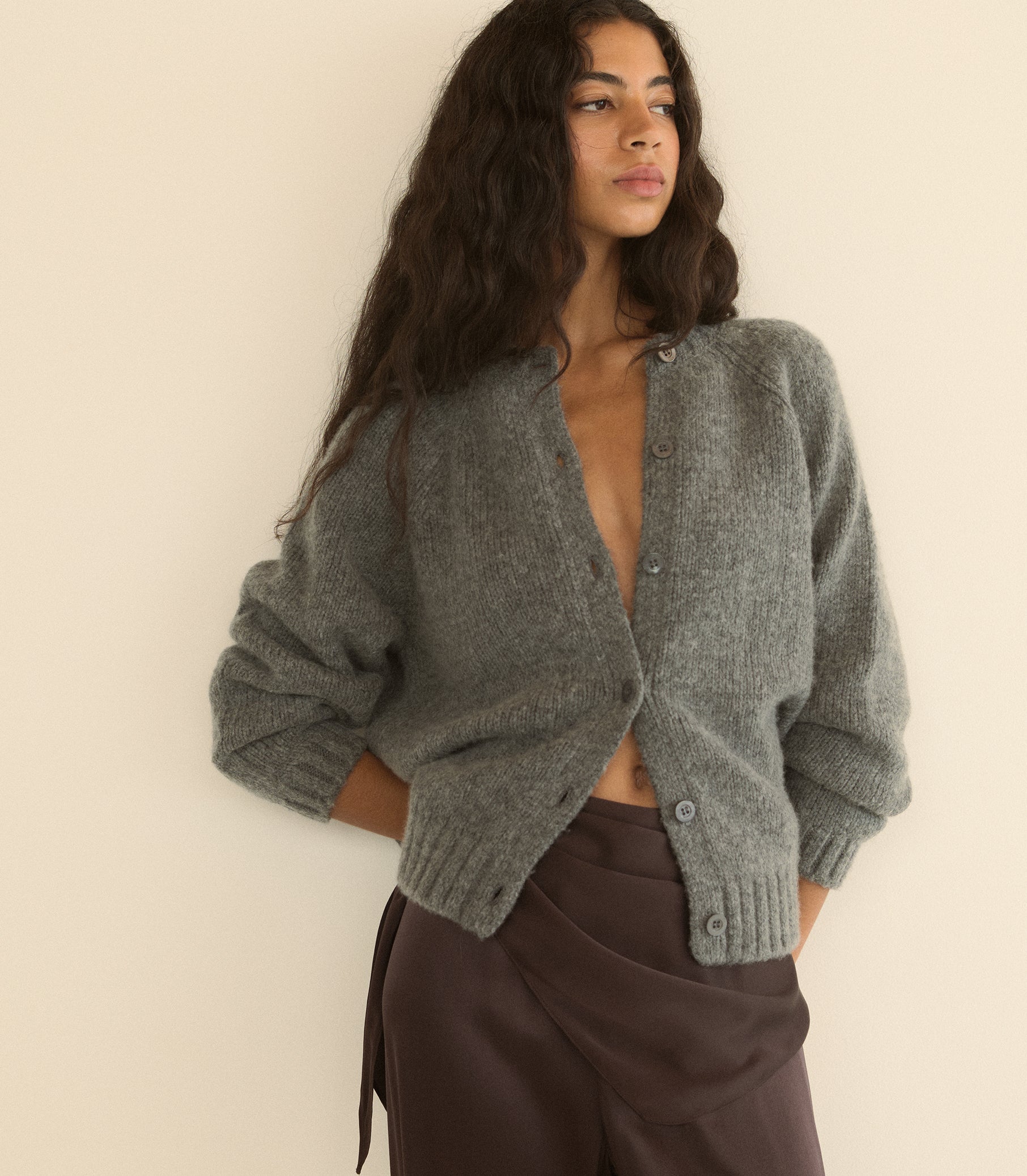 ADLEY CARDIGAN -- CHARCOAL MELANGE