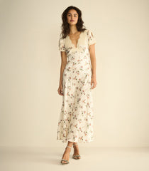 CELIA DRESS -- CREME HILLSIDE THISTLES