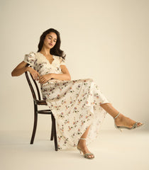 CELIA DRESS -- CREME HILLSIDE THISTLES