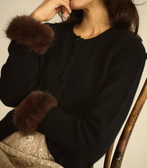 CLARA CASHMERE CARDIGAN -- BLACK
