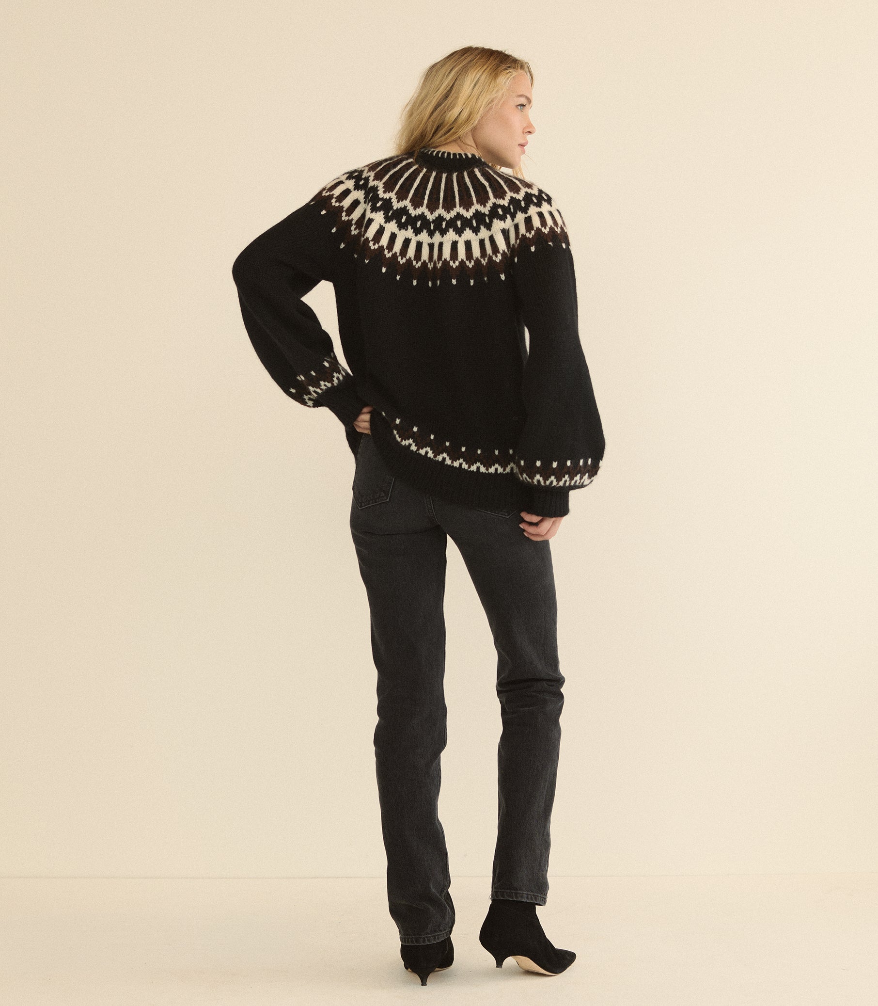 FIELD SWEATER -- BLACK ABERDEEN FAIR ISLE