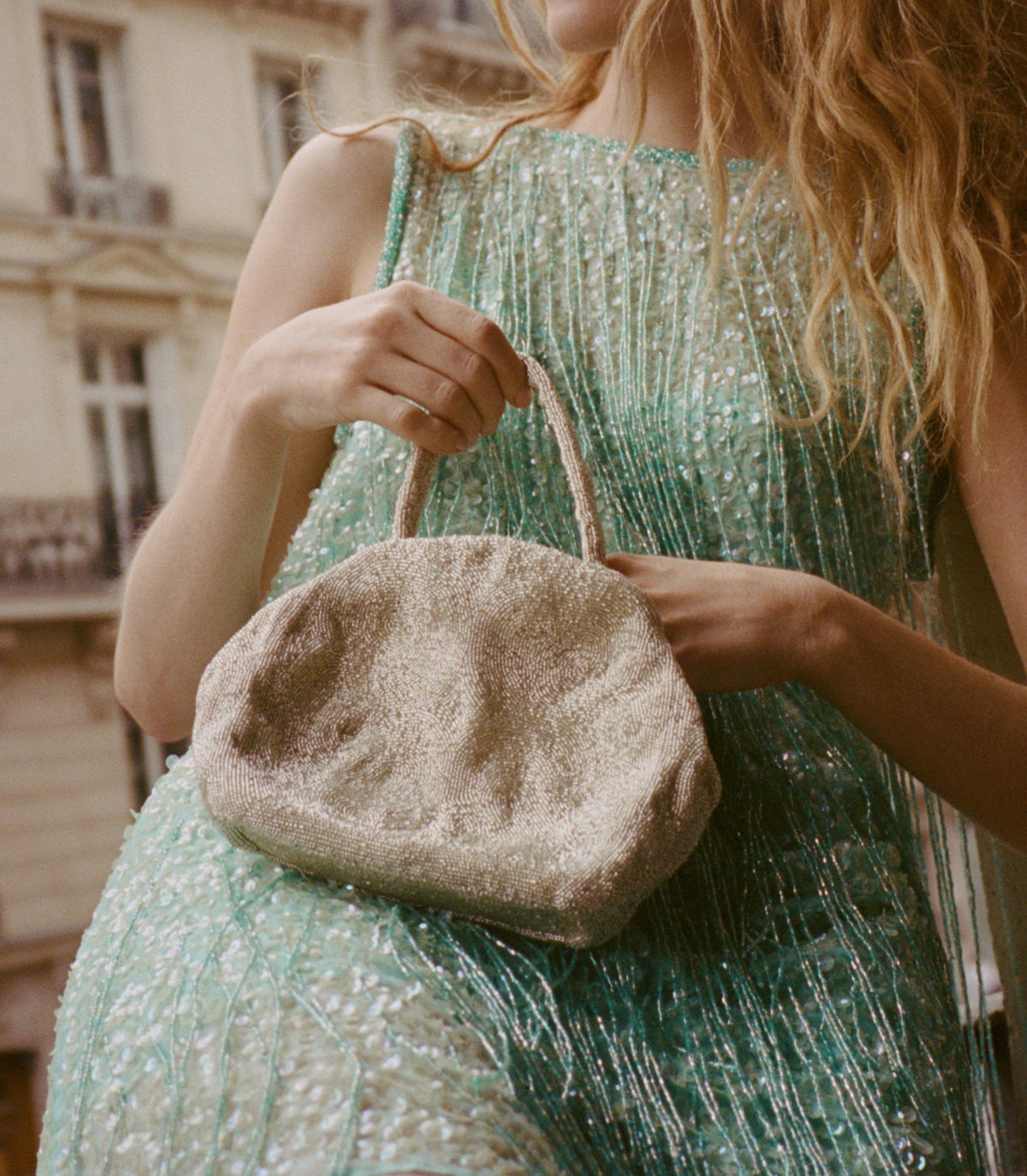 JOYA BAG -- SILVER CRYSTAL BEADS